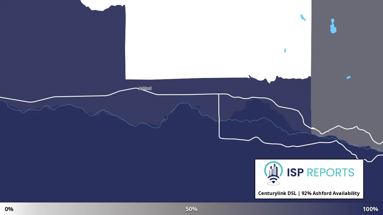 Ashford, WA map of internet availability