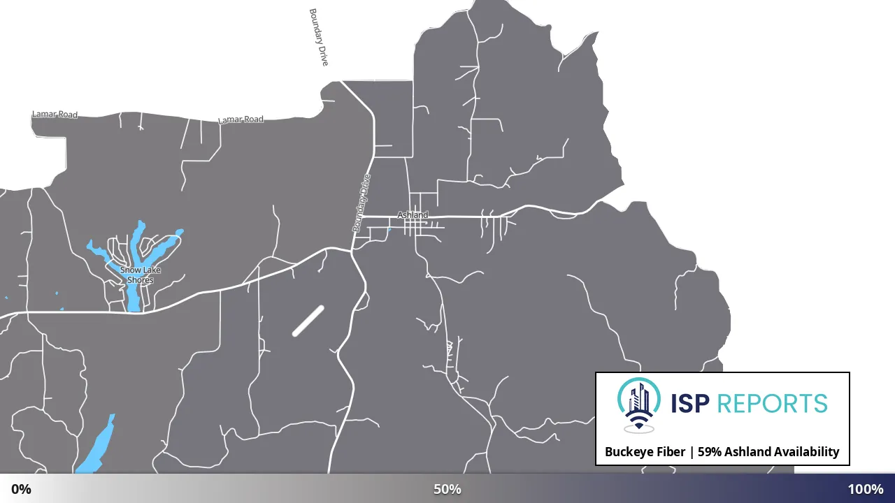 Ashland, MS map of internet availability