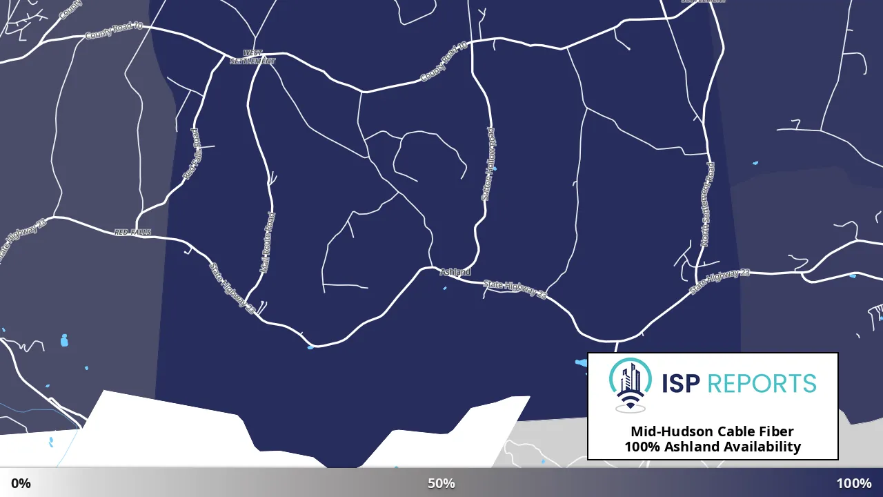 Ashland, NY map of internet availability