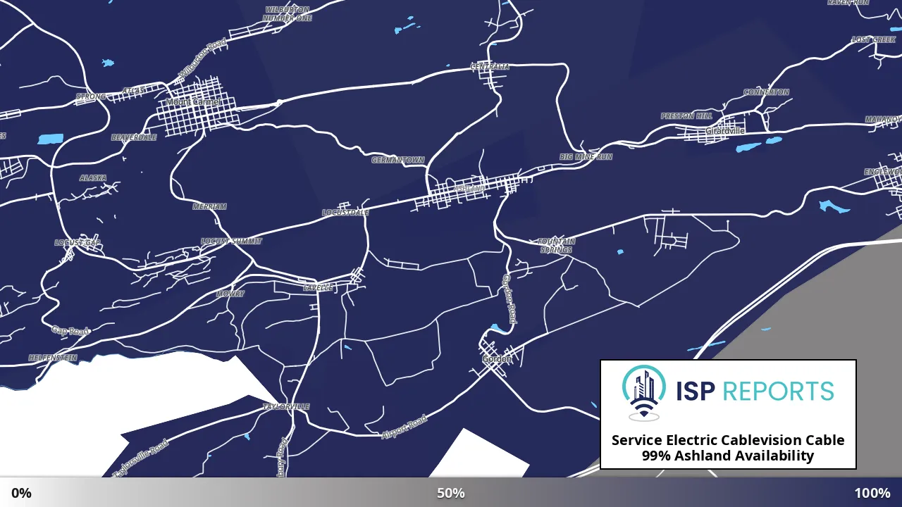 Ashland, PA map of internet availability