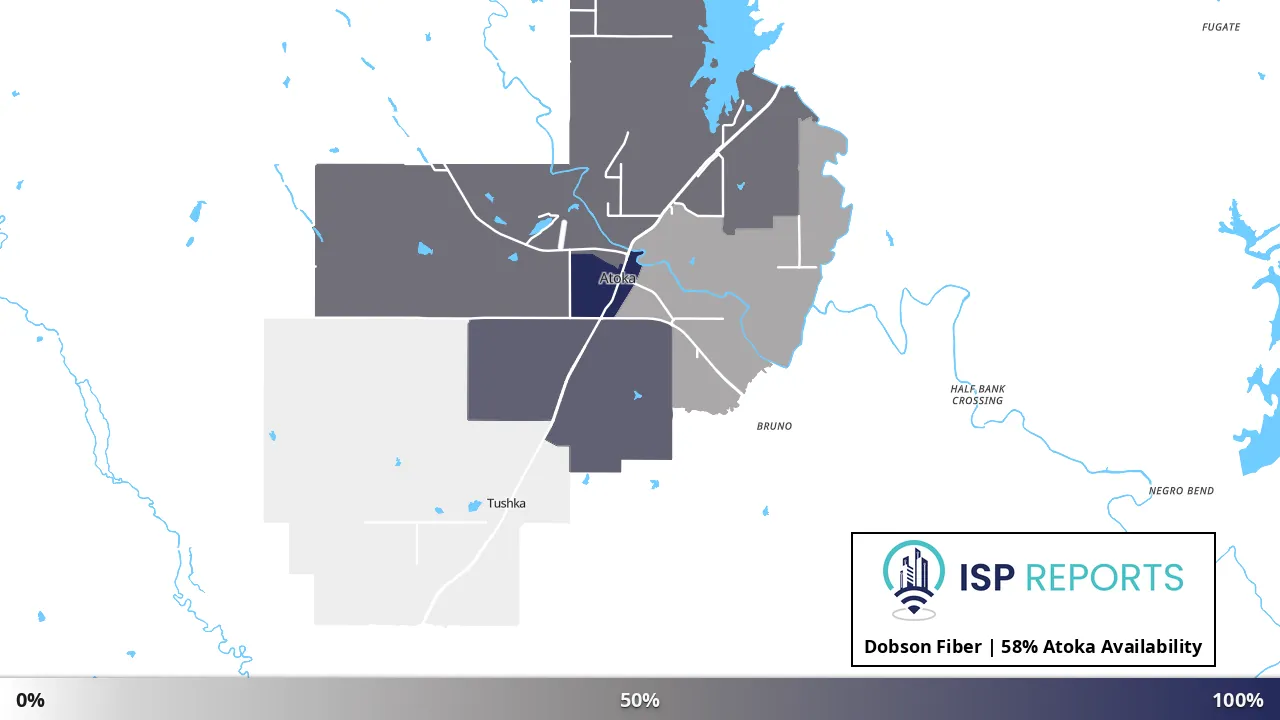 Atoka, OK map of internet availability