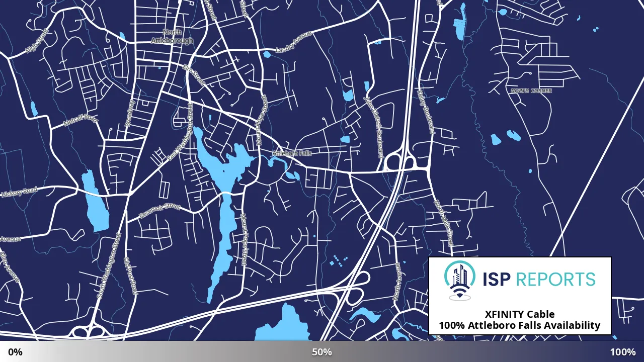 Attleboro Falls, MA map of internet availability