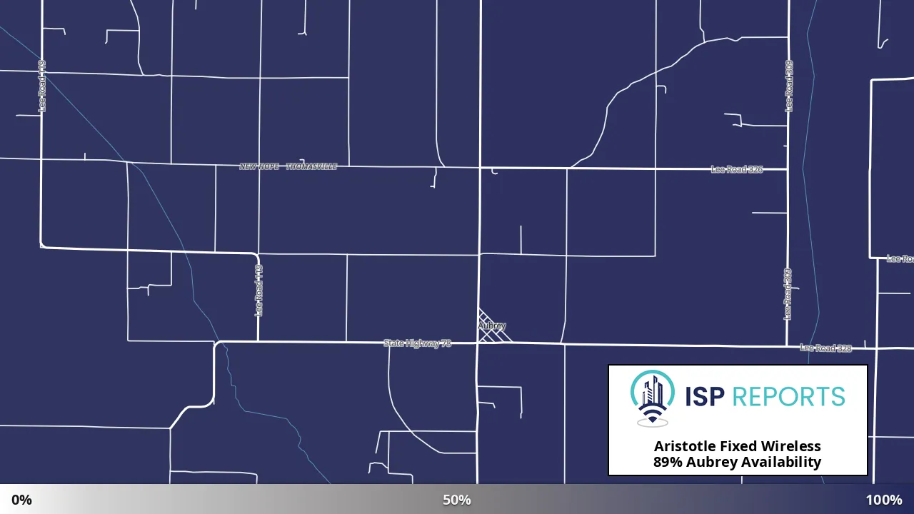Aubrey, AR map of internet availability