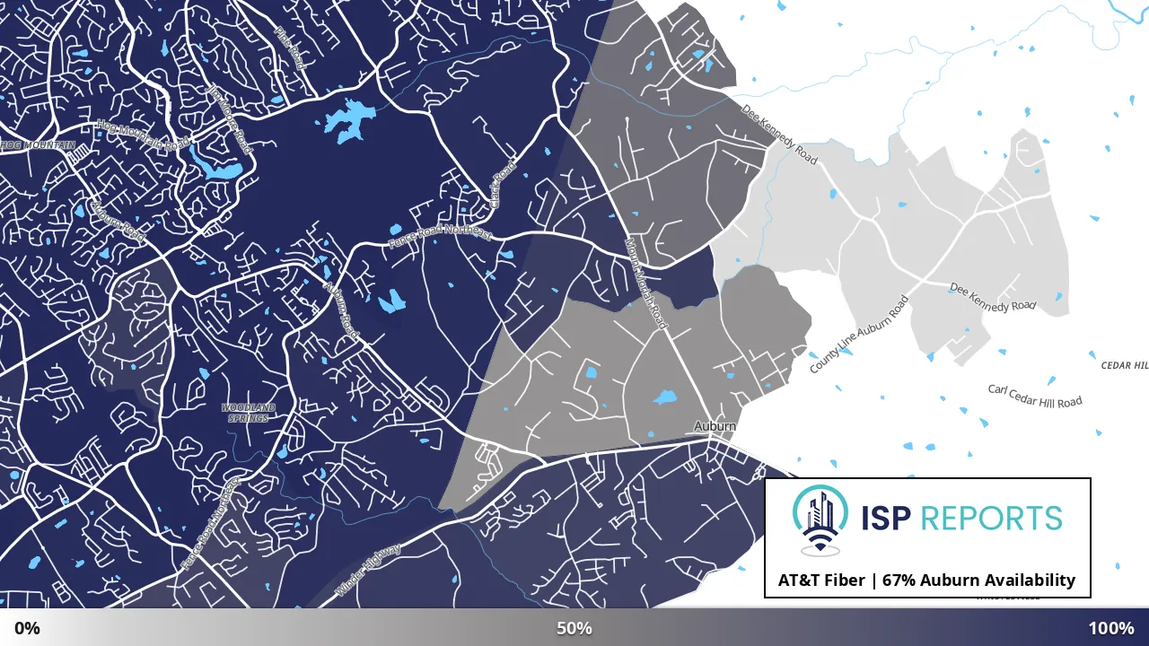 Auburn, GA map of internet availability