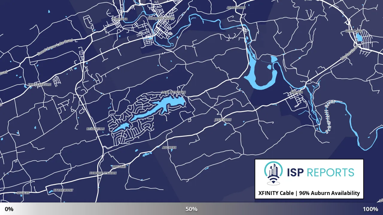 Auburn, PA map of internet availability