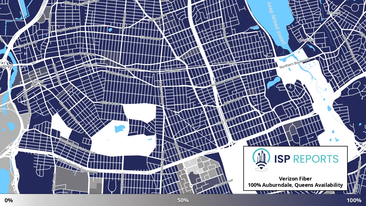 Auburndale, Queens, NY map of internet availability