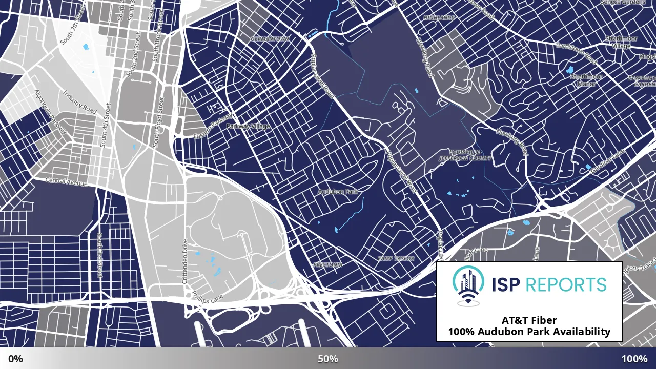 Audubon Park, KY map of internet availability