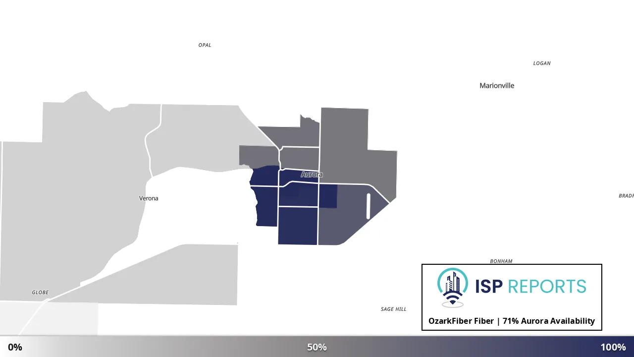 Aurora, MO map of internet availability