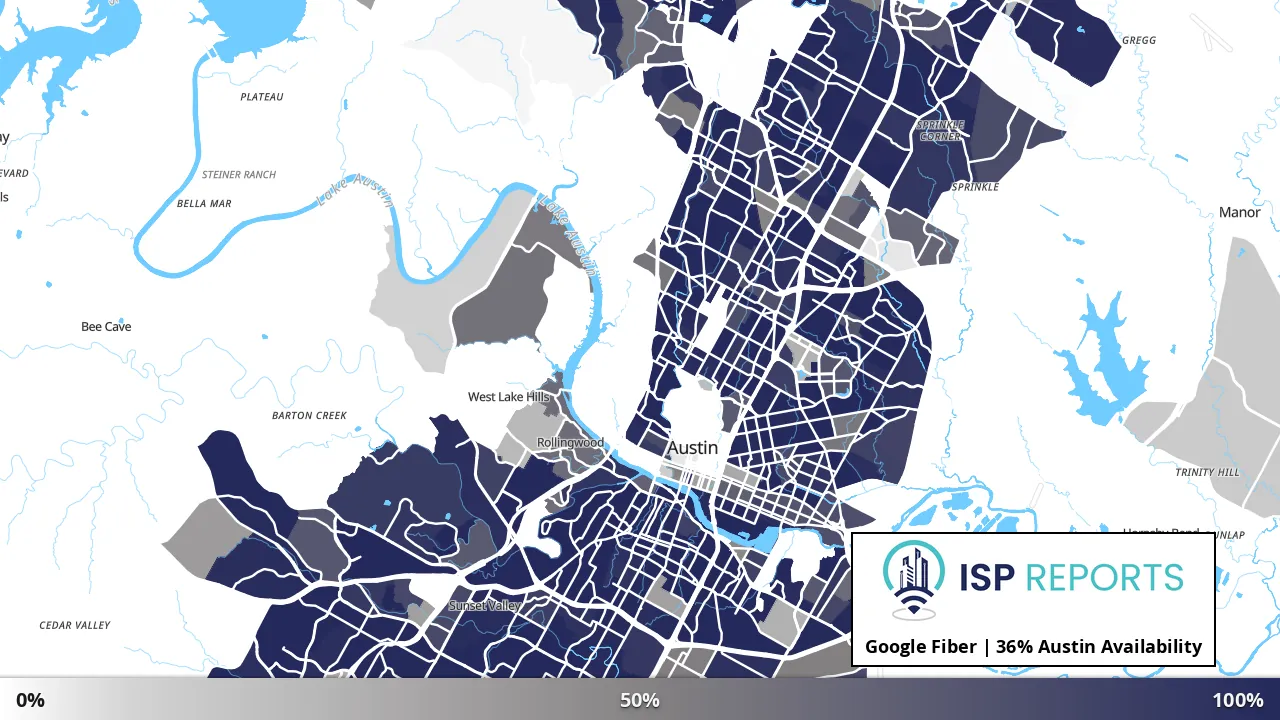 Austin, TX map of internet availability