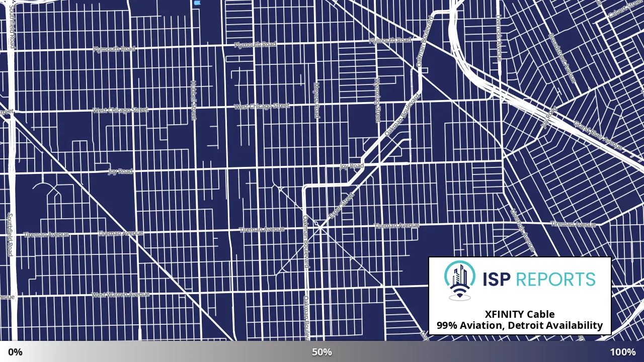 Aviation, Detroit, MI map of internet availability
