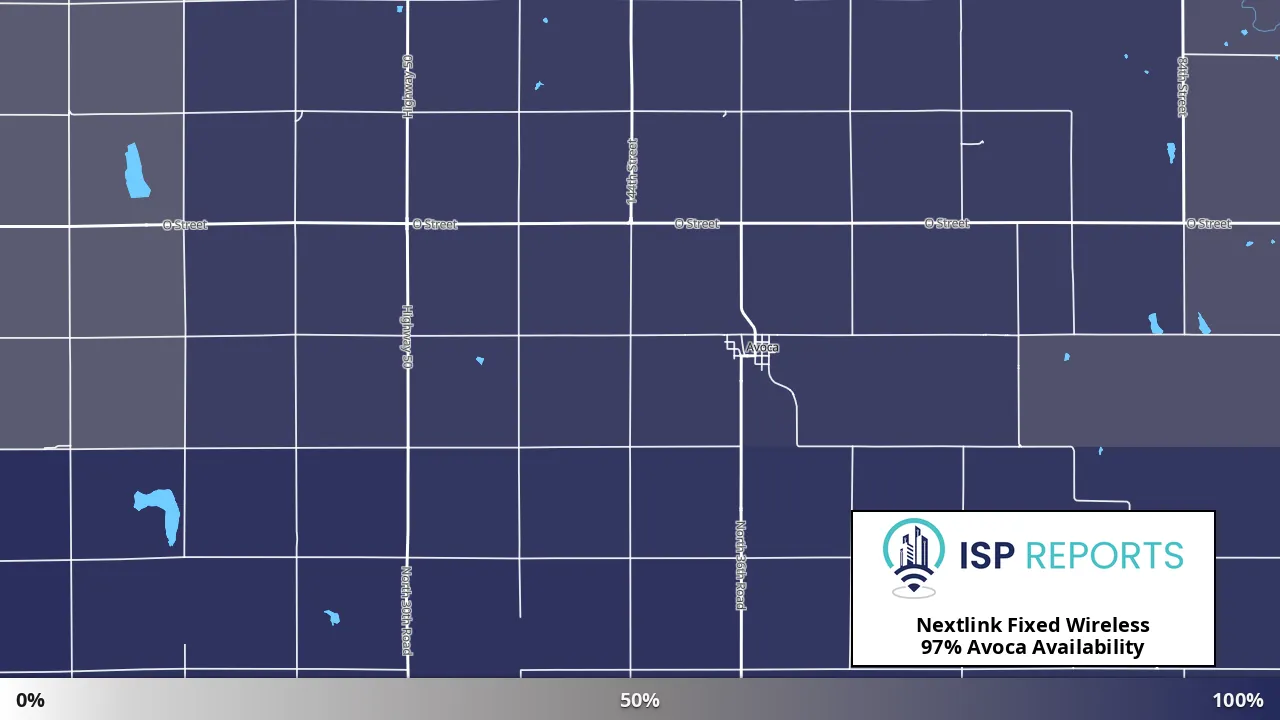 Avoca, NE map of internet availability