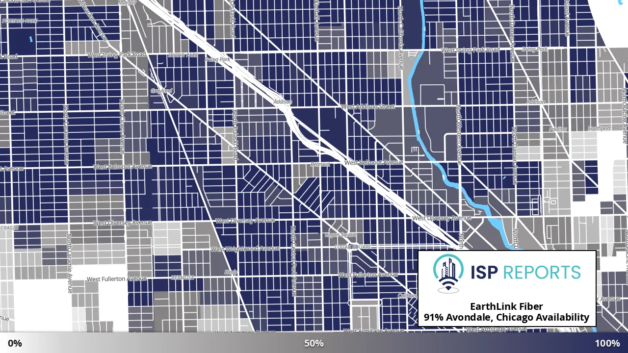 Avondale, Chicago, IL map of internet availability
