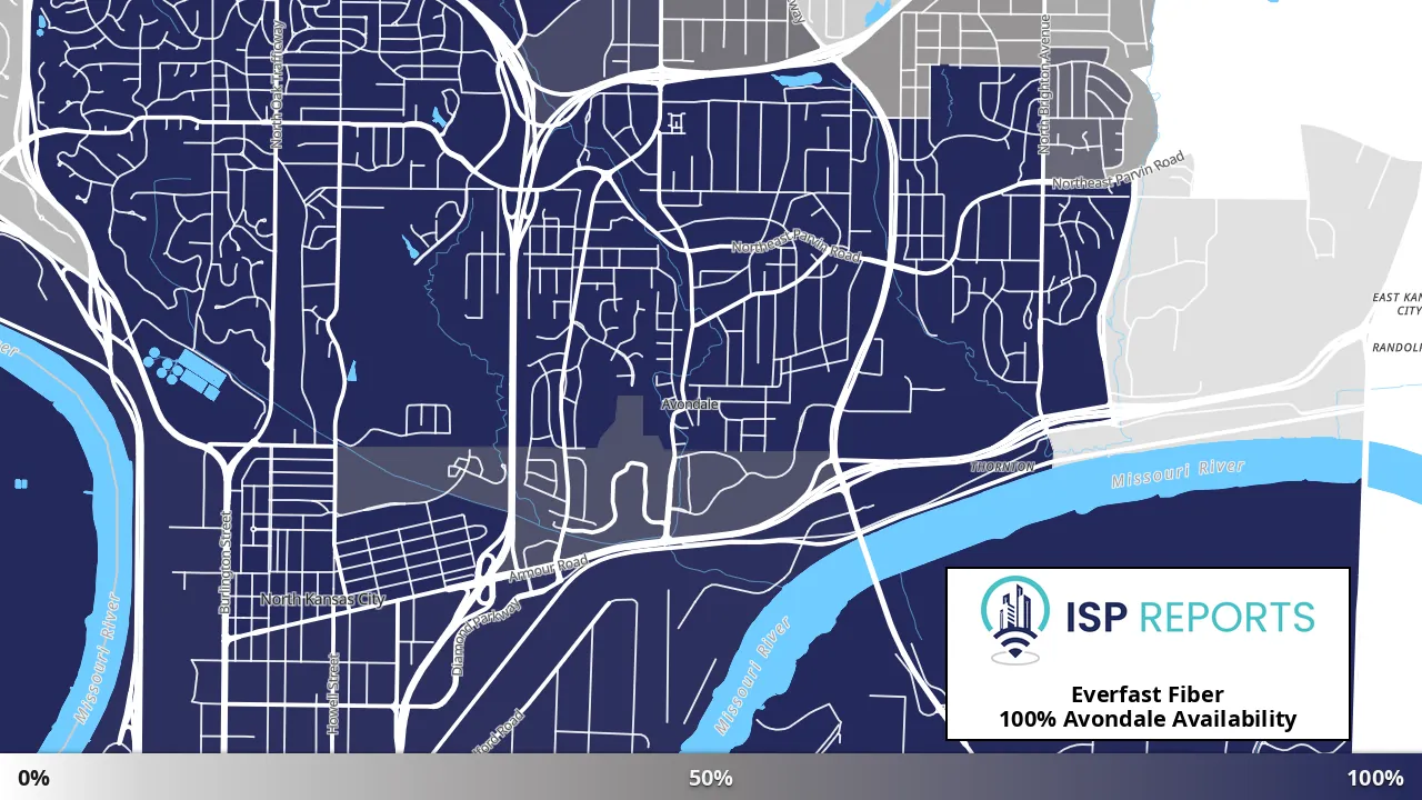 Avondale, MO map of internet availability