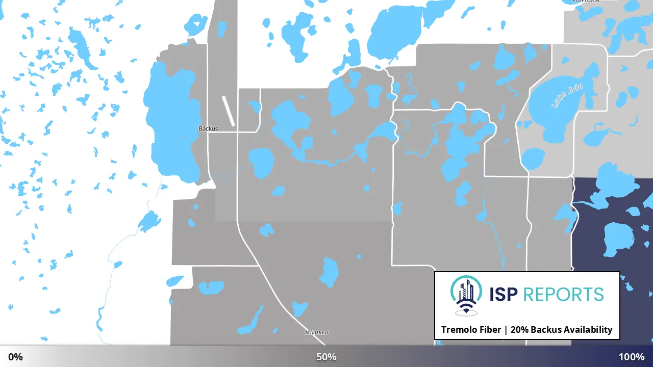 Backus, MN map of internet availability