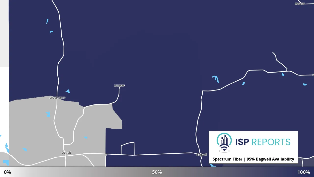 Bagwell, TX map of internet availability