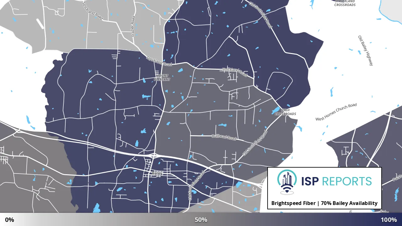 Bailey, NC map of internet availability