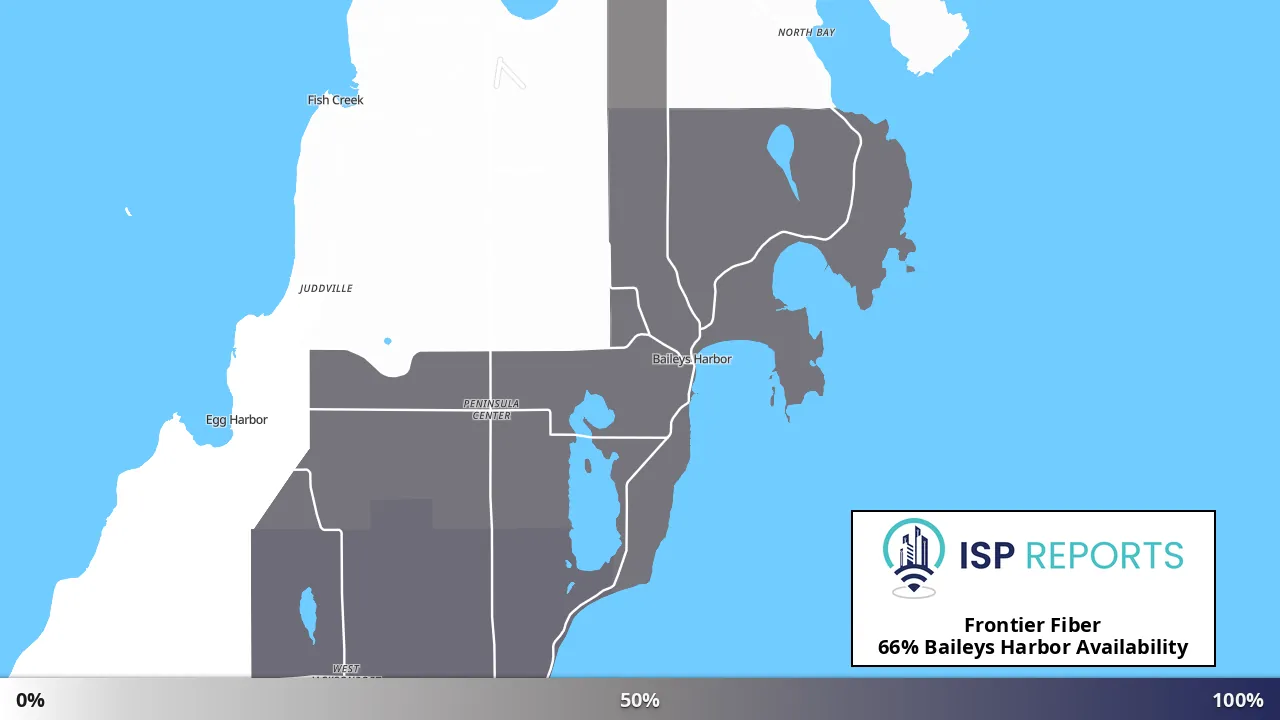 Baileys Harbor, WI map of internet availability