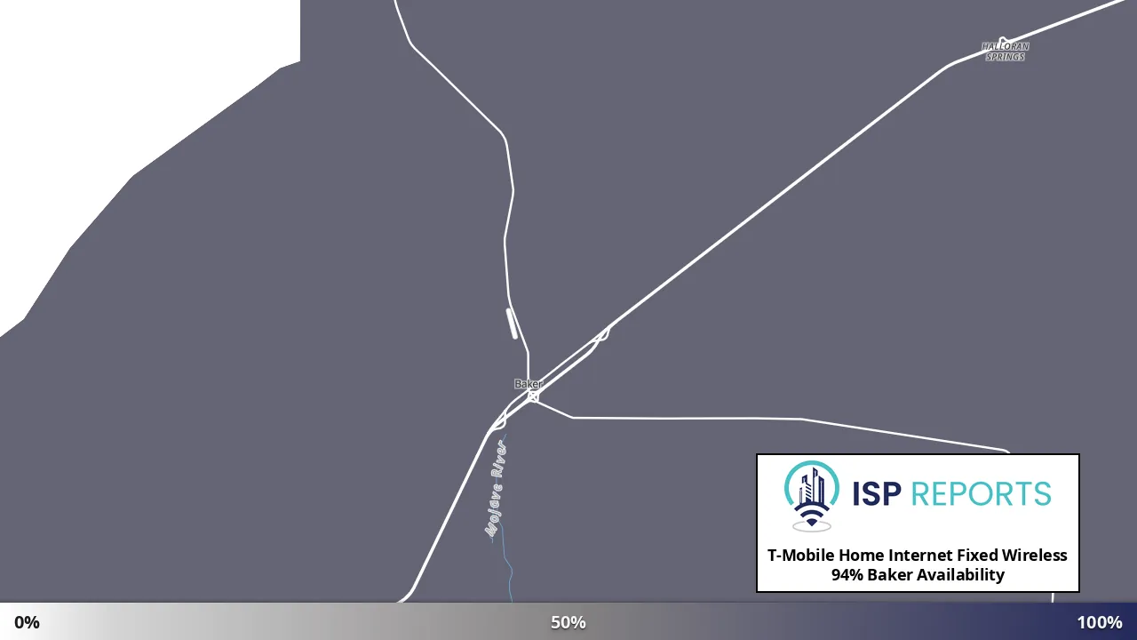 Baker, CA map of internet availability
