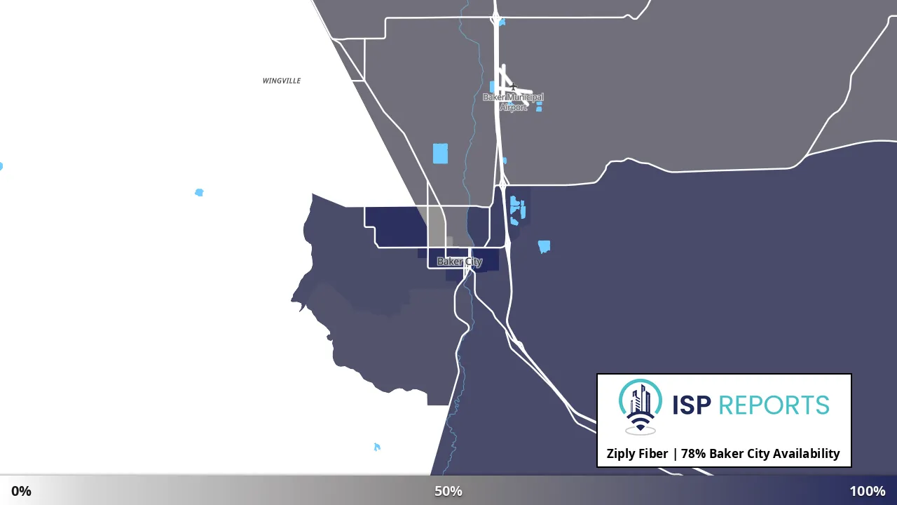 Baker City, OR map of internet availability