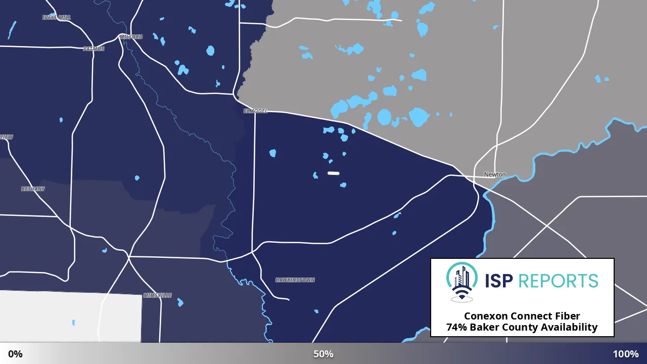 Baker County, GA map of internet availability