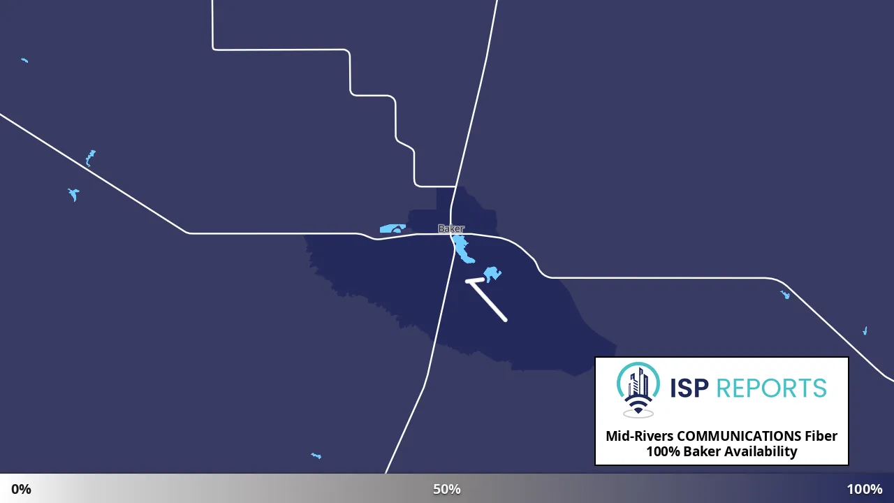 Baker, MT map of internet availability