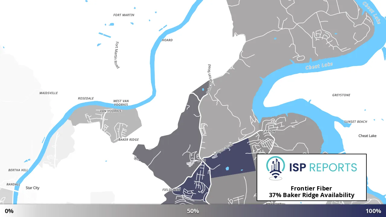 Baker Ridge, WV map of internet availability