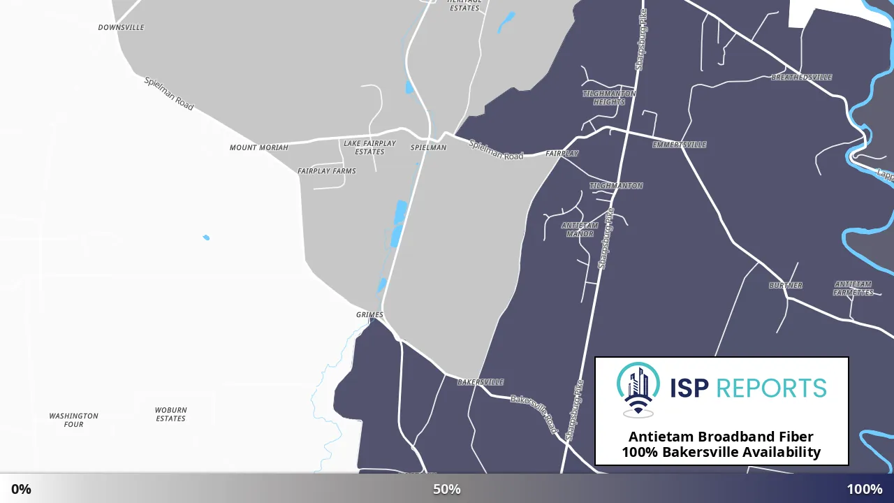 Bakersville, MD map of internet availability
