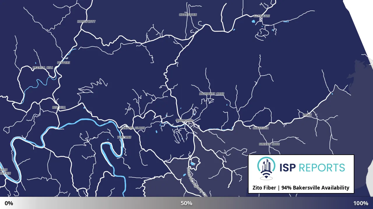 Bakersville, NC map of internet availability