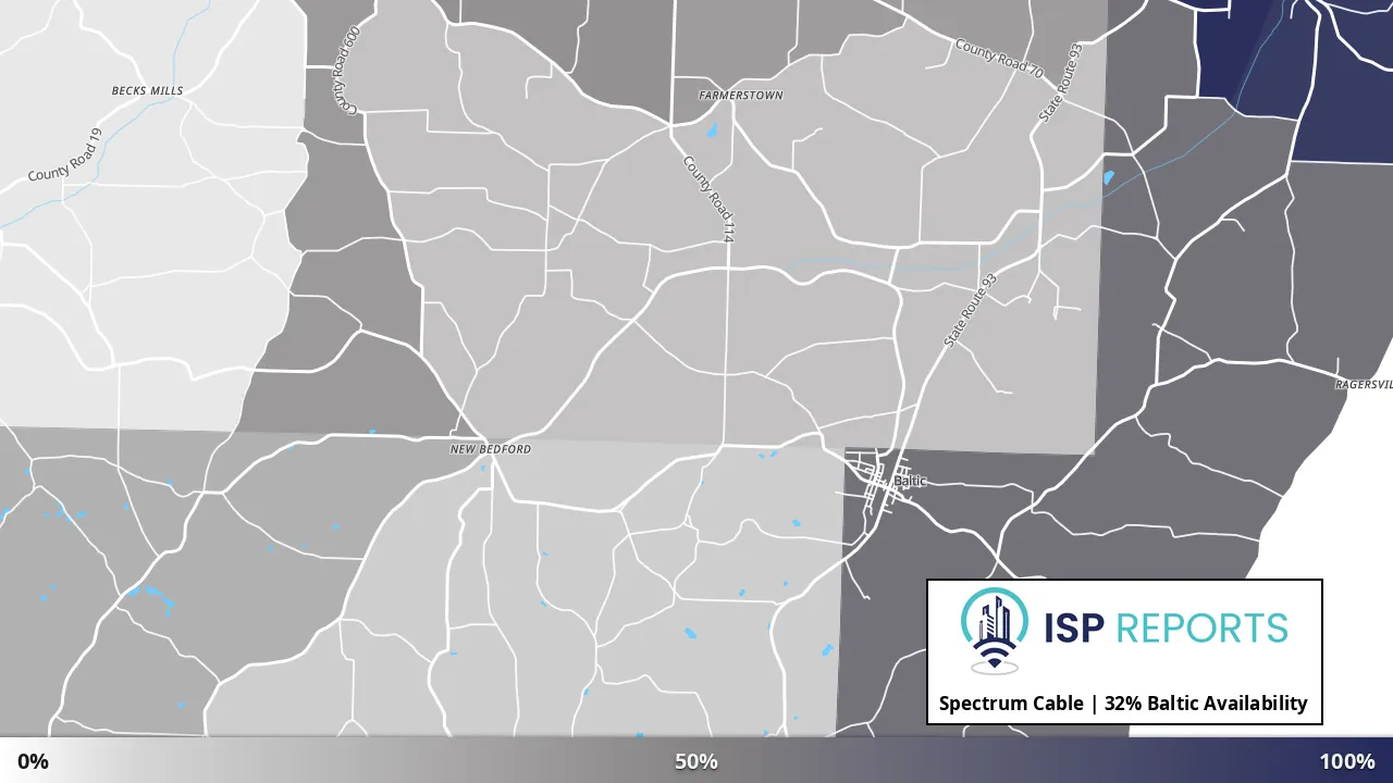 Baltic, OH map of internet availability