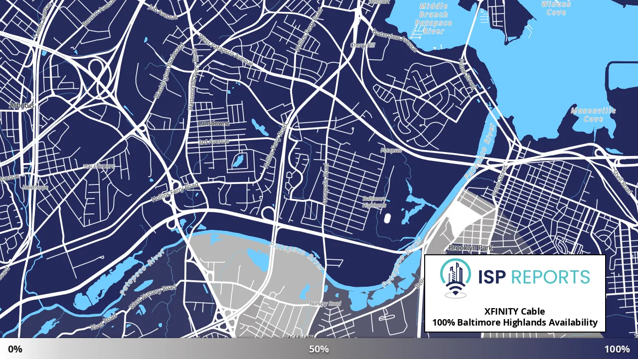 Baltimore Highlands, MD map of internet availability