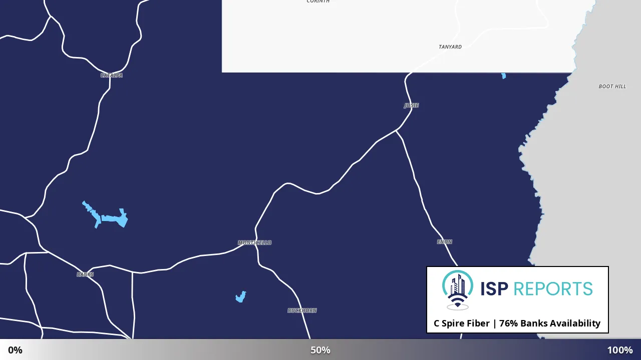 Banks, AL map of internet availability