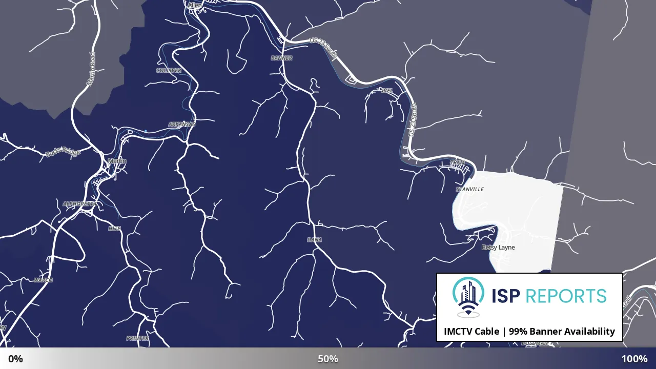 Banner, KY map of internet availability