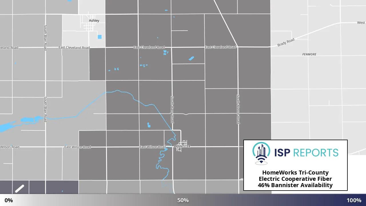 Bannister, MI map of internet availability
