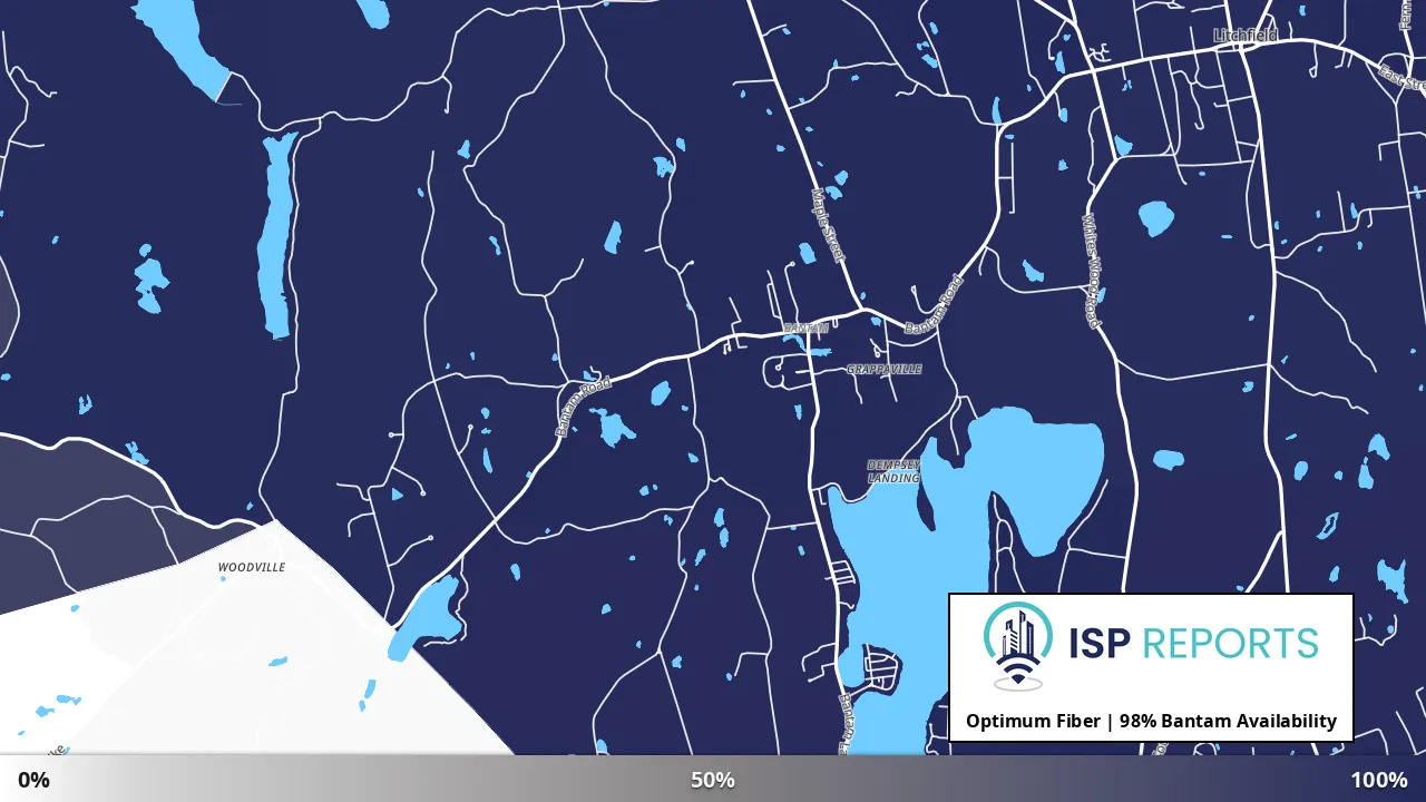 Bantam, CT map of internet availability