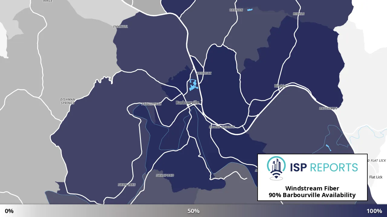 Barbourville, KY map of internet availability