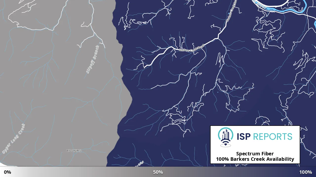 Barkers Creek, NC map of internet availability