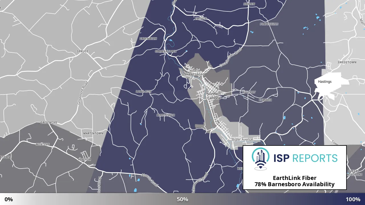 Barnesboro, PA map of internet availability