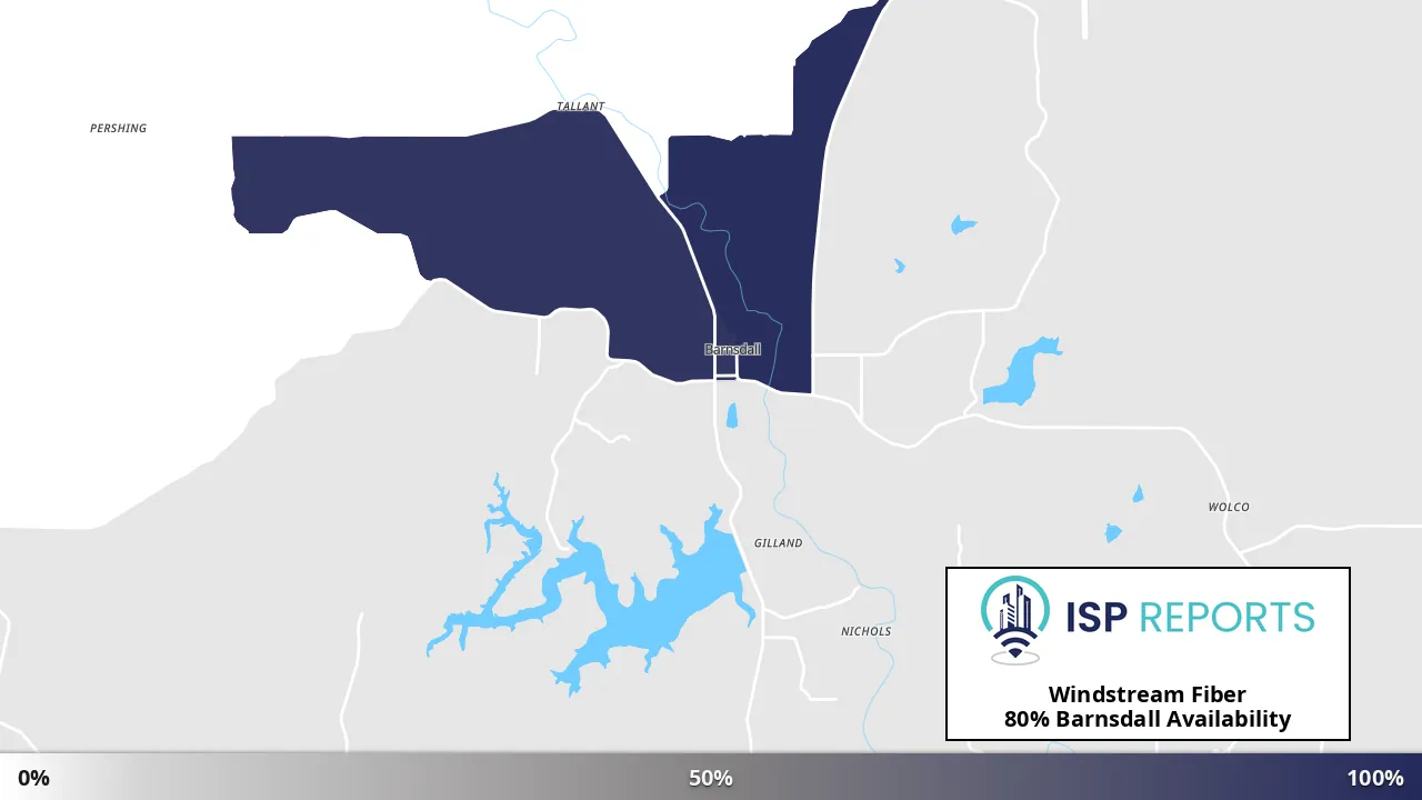 Barnsdall, OK map of internet availability
