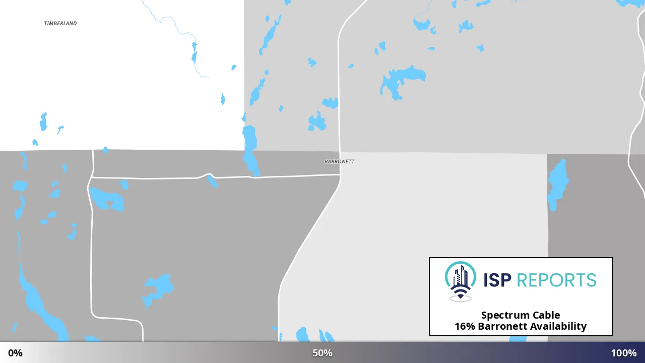 Barronett, WI map of internet availability