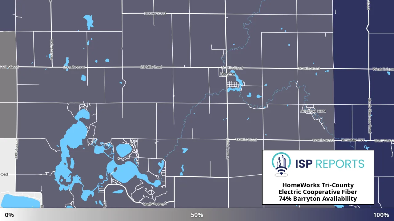 Barryton, MI map of internet availability