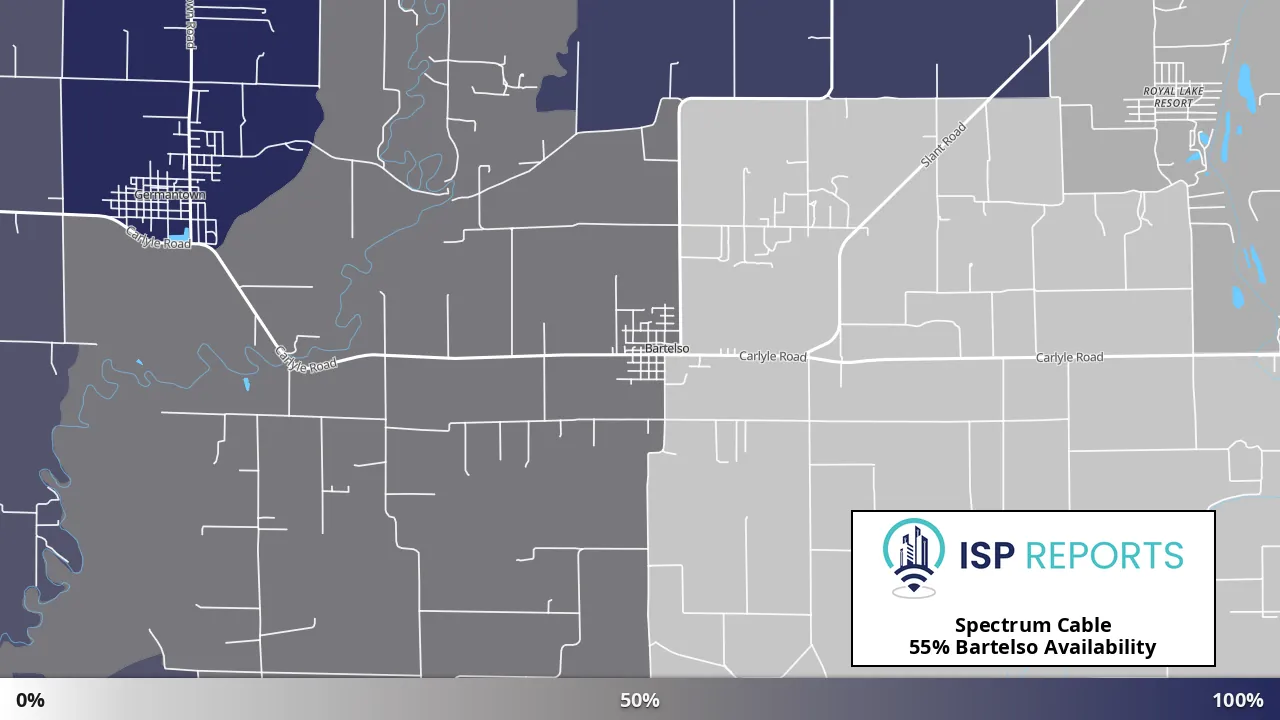Bartelso, IL map of internet availability