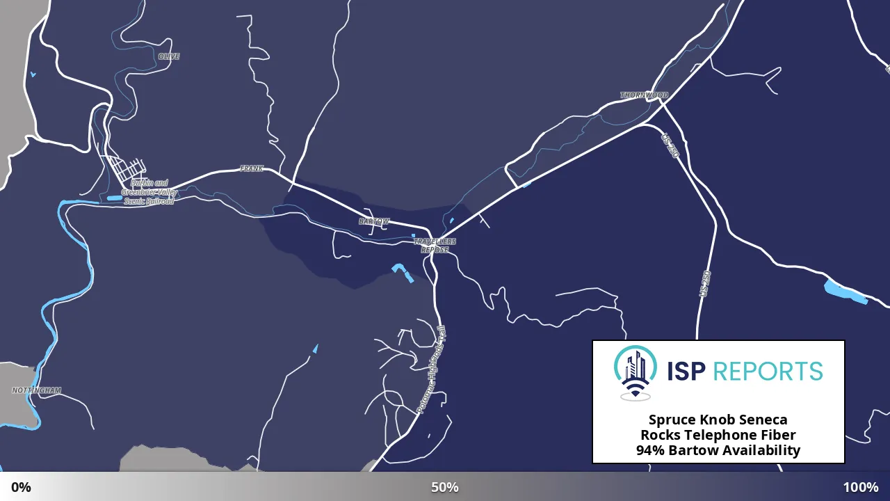 Bartow, WV map of internet availability
