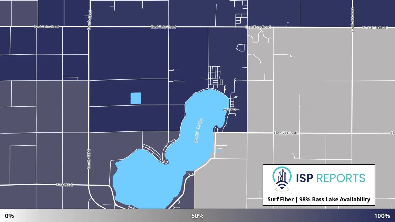 Bass Lake, IN map of internet availability
