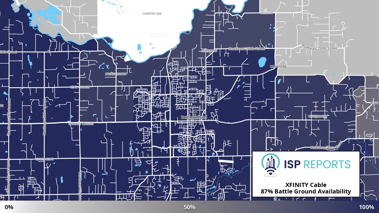 Battle Ground, WA map of internet availability