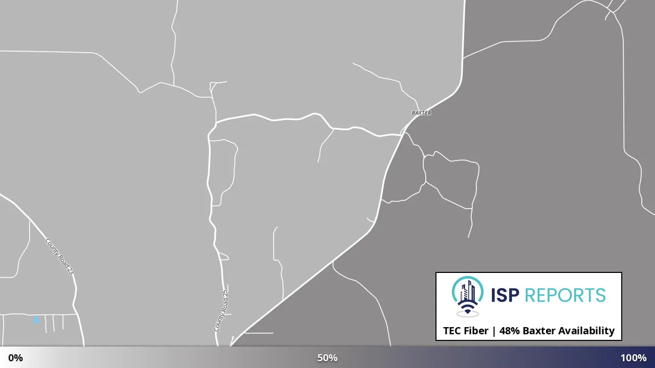 Baxter, MS map of internet availability