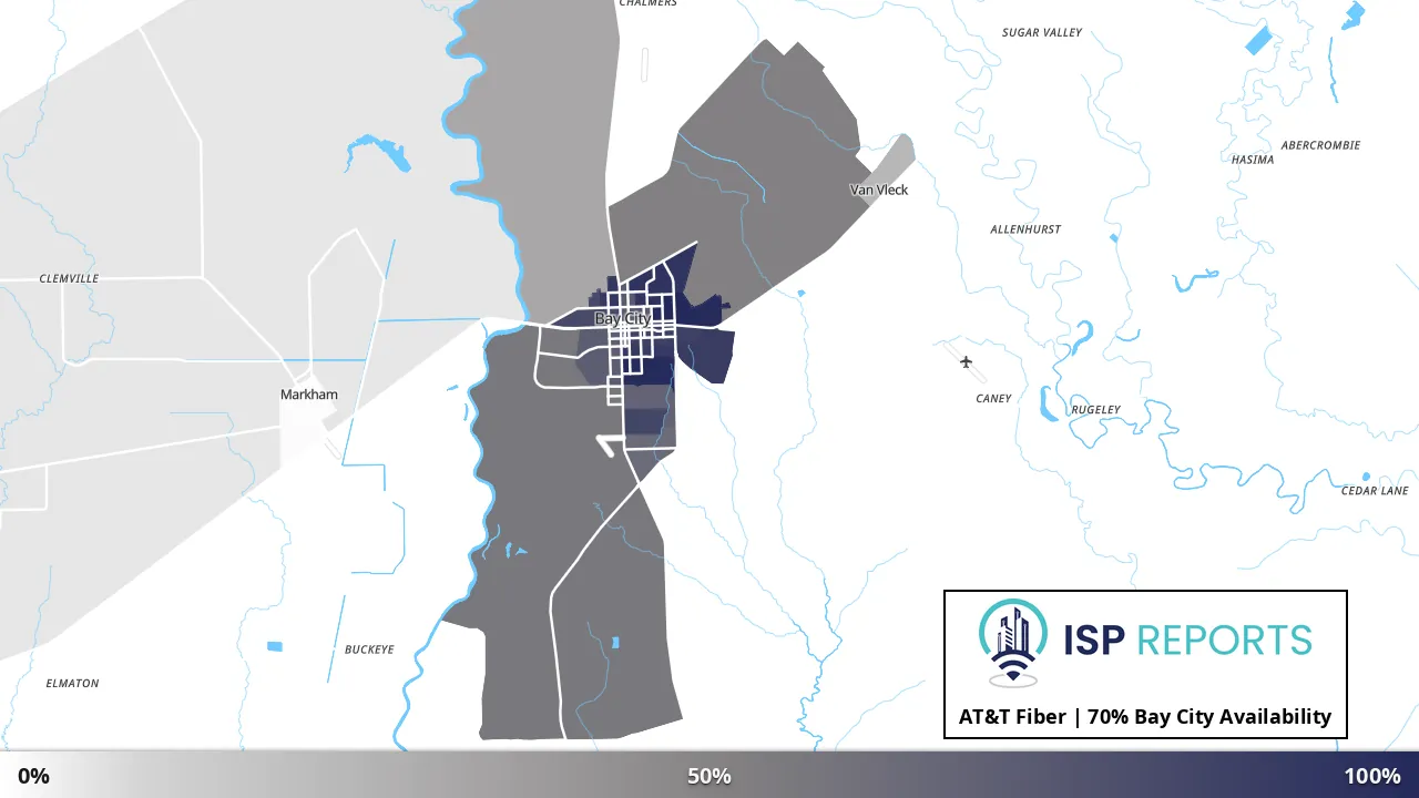 Bay City, TX map of internet availability