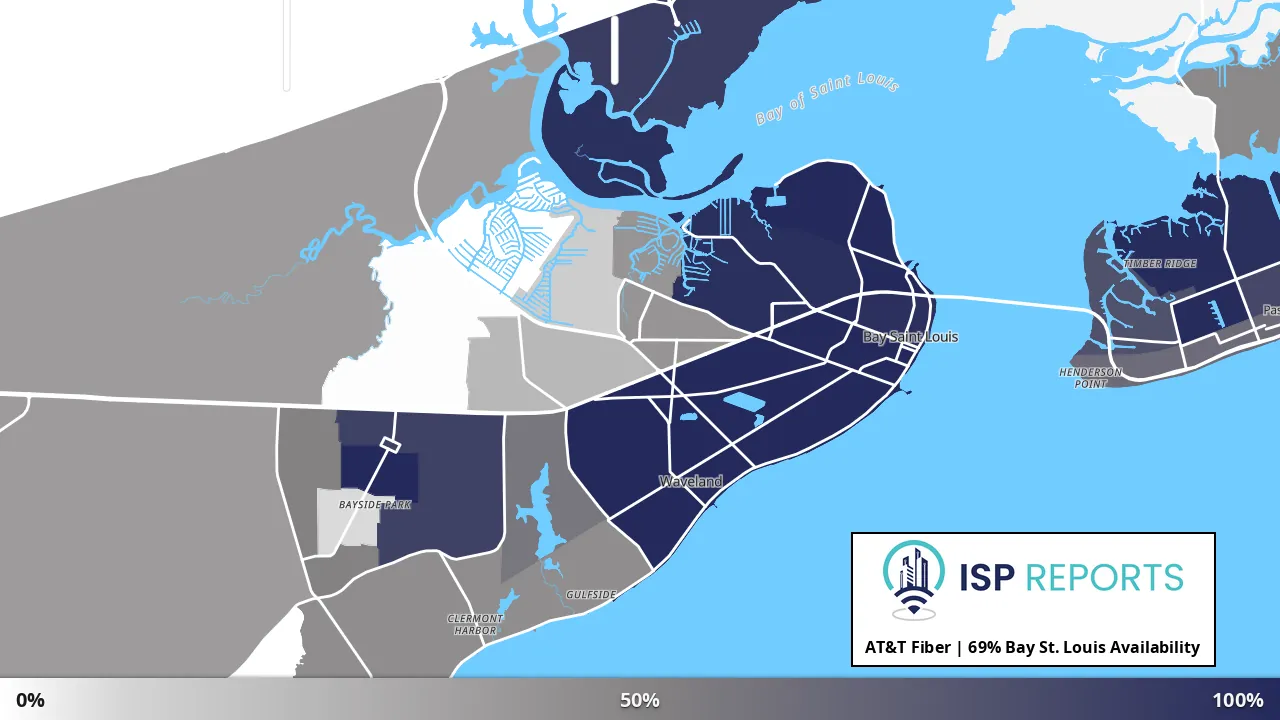 Bay St. Louis, MS map of internet availability