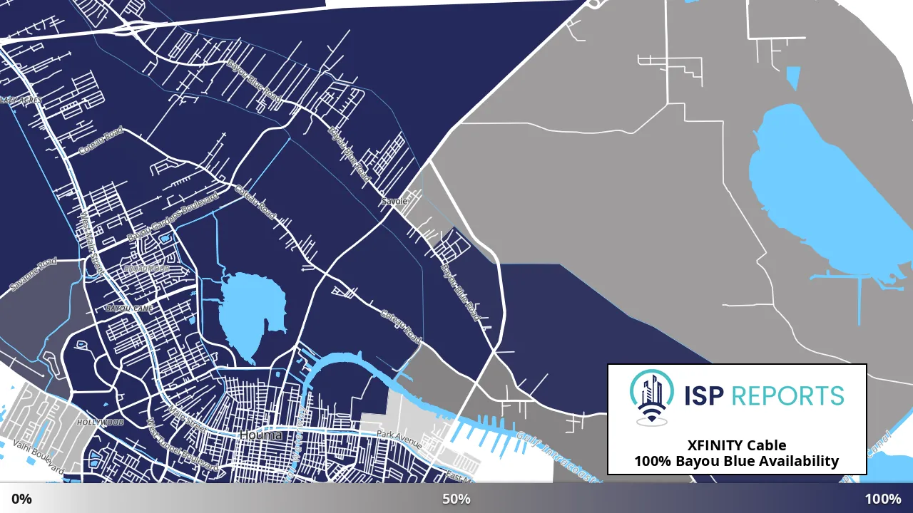 Bayou Blue, LA map of internet availability