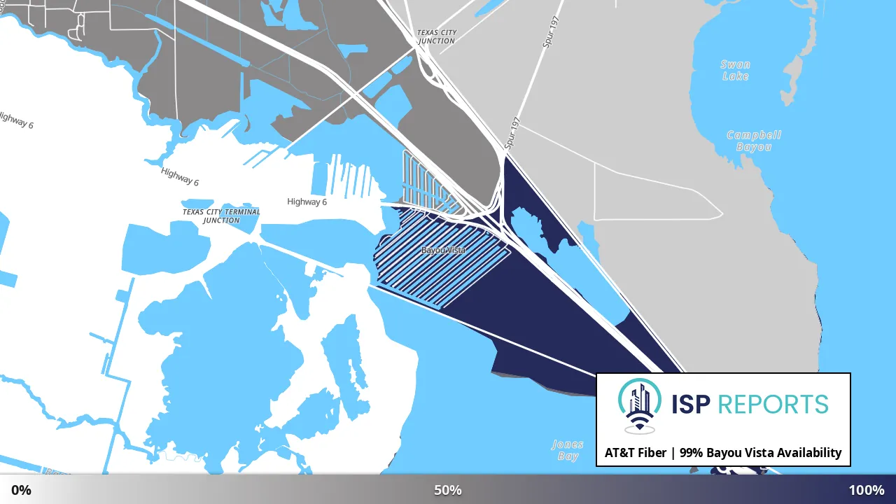 Bayou Vista, TX map of internet availability