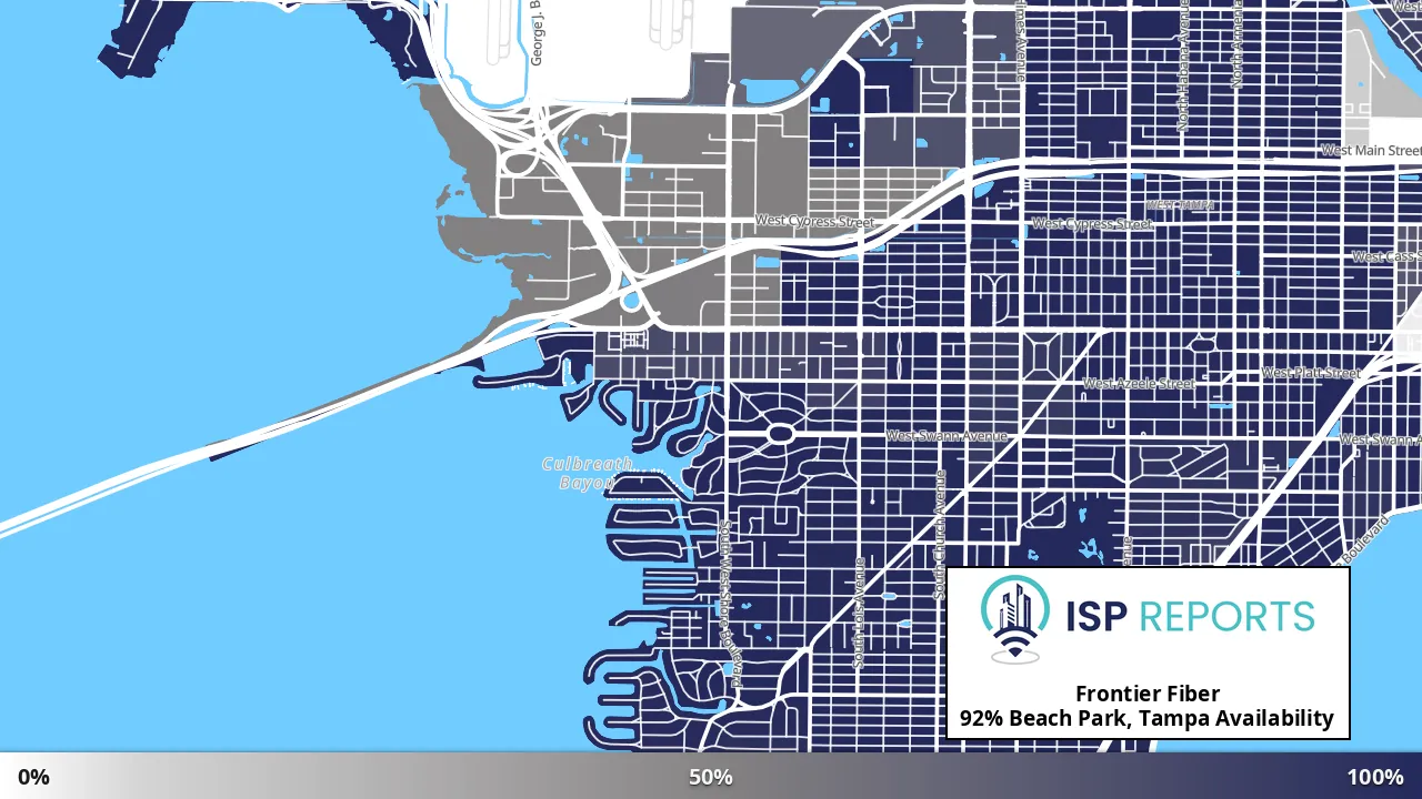 Beach Park, Tampa, FL map of internet availability